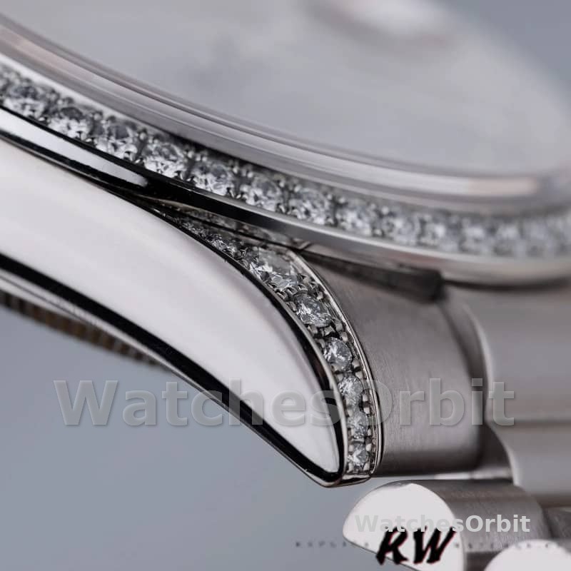Rolex Day-Date 118389 White Gold Black Index Dial 36MM Unisex Replica Watch
