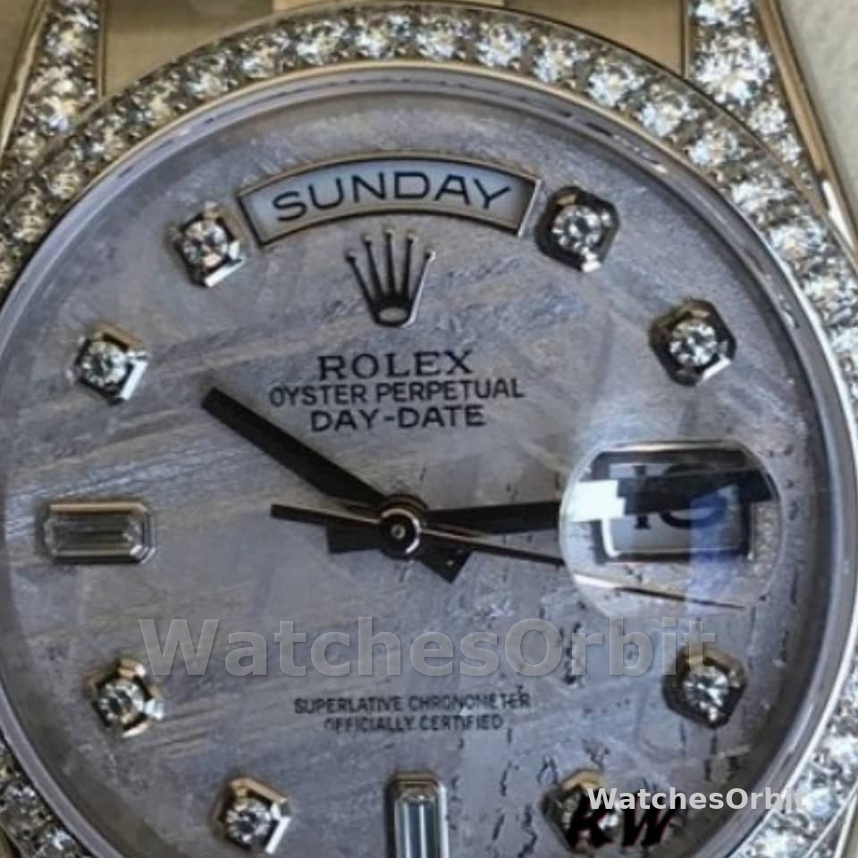 Rolex Day-Date 118389 White Gold Meteorite Grey Dial 36MM Unisex Replica Watch