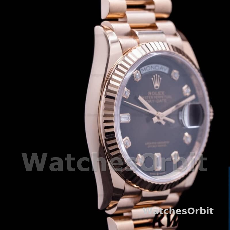 Rolex Day-Date 128235 Everose Gold Brown Ombre Diamond Dial 36MM Unisex Replica Watch