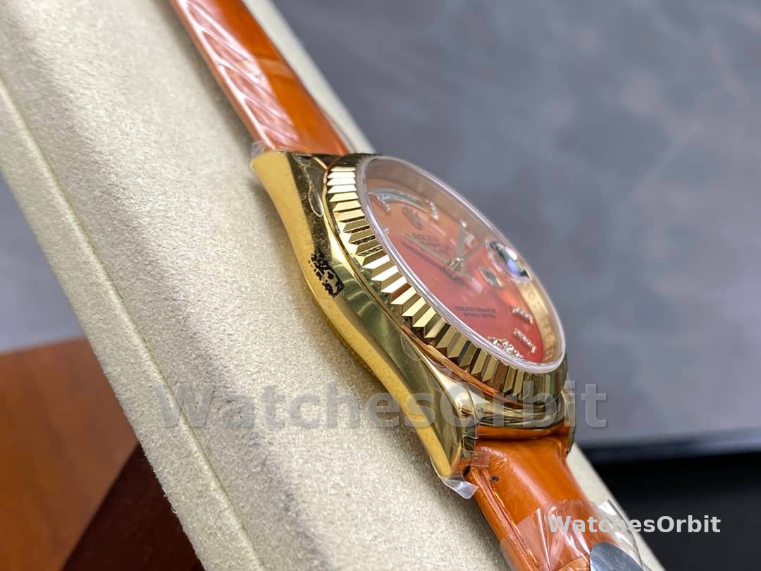Rolex Day-Date 128238 Fluted Bezel Carnelian dial 36MM Unisex Replica Watch