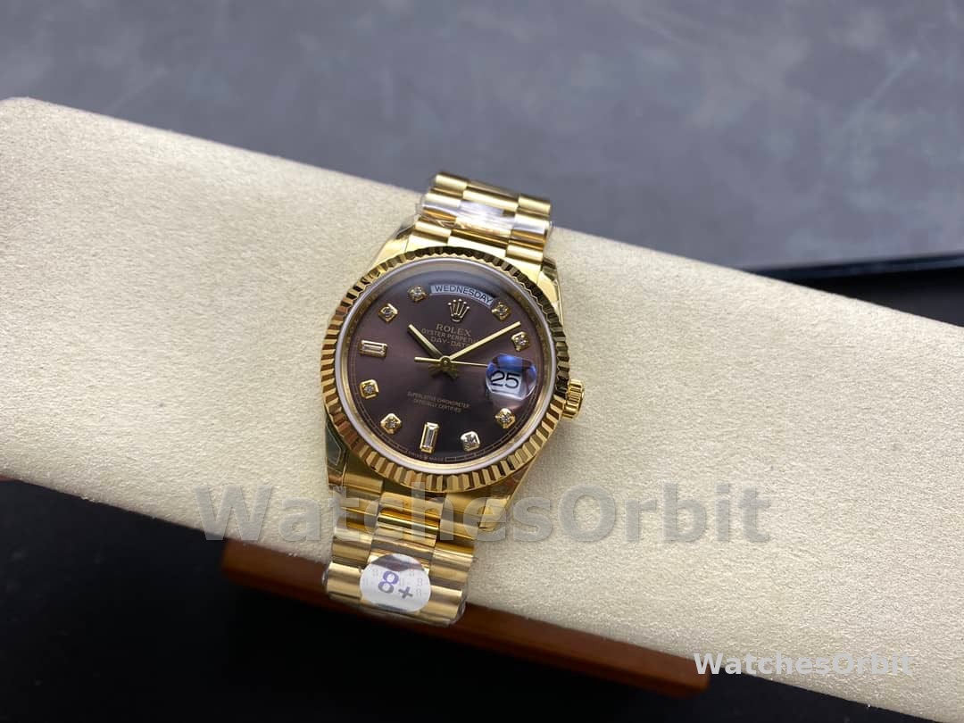 Rolex Day-Date 128238 Fluted Bezel Dark Grey Dial 36MM Unisex Replica Watch