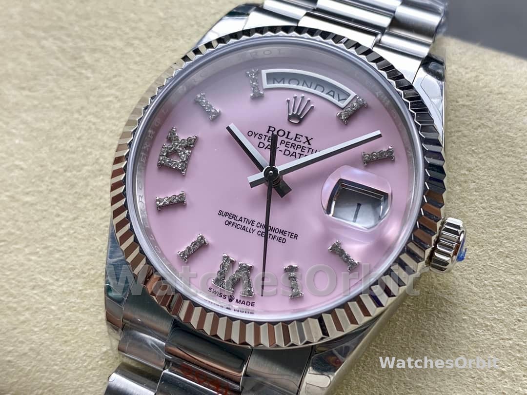 Rolex Day-Date 128239 White Gold Pink Opal Dial 36MM Unisex Replica Watch