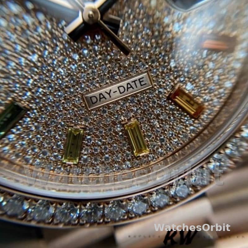Rolex Day-Date 128345RBR Diamond Paved Dial Everose Gold 36MM Unisex Replica Watch