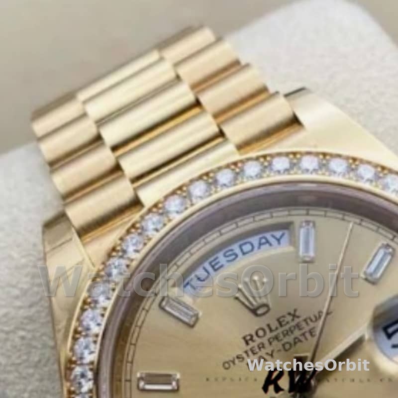 Rolex Day-Date 128348RBR Champagne Index Dial Yellow Gold 36MM Unisex Replica Watch