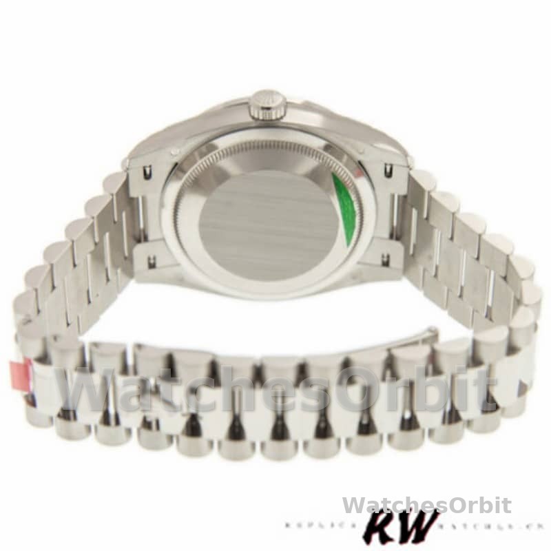 Rolex Day-Date 128349RBR Silver Index Dial Diamond Bezel 36MM Unisex Replica Watch