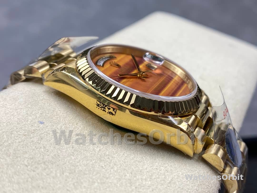 Rolex Day Date 18038 Yellow Gold Tigers Eye Watch
