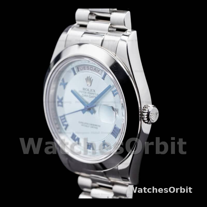 Rolex Day-Date 218206 Concentric Circle Ice Blue Dial Platinum 41MM Mens Replica Watch