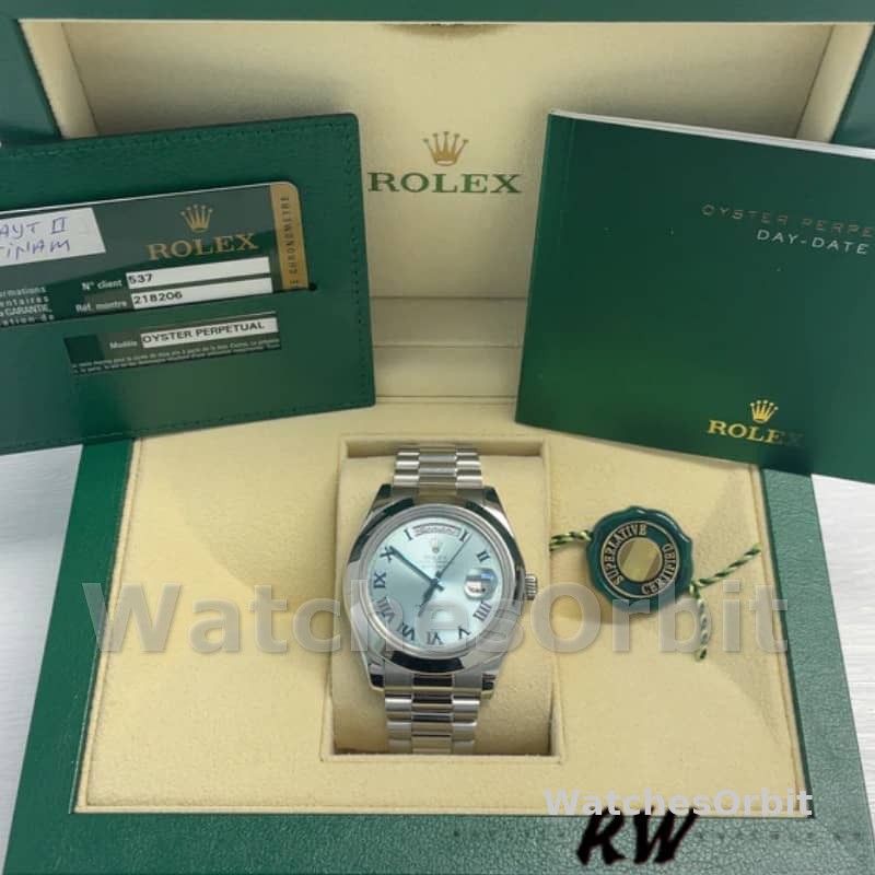 Rolex Day-Date 218206 Ice Blue Dial Platinum 41MM Mens Replica Watch