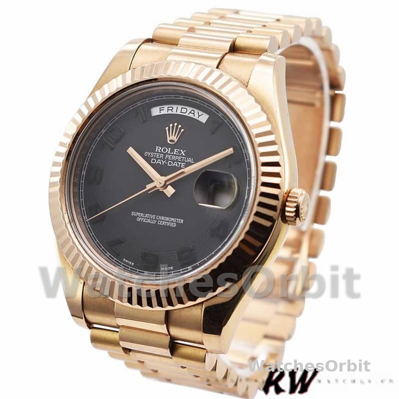 Rolex Day-Date 218235 Black Concentric Arabic Dial Rose Gold 41MM Mens Replica Watch