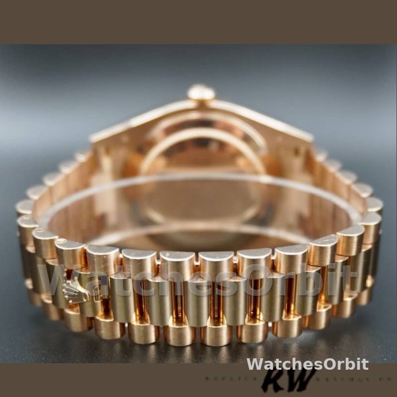 Rolex Day-Date 218235 Black Index Dial Rose Gold 41MM Mens Replica Watch