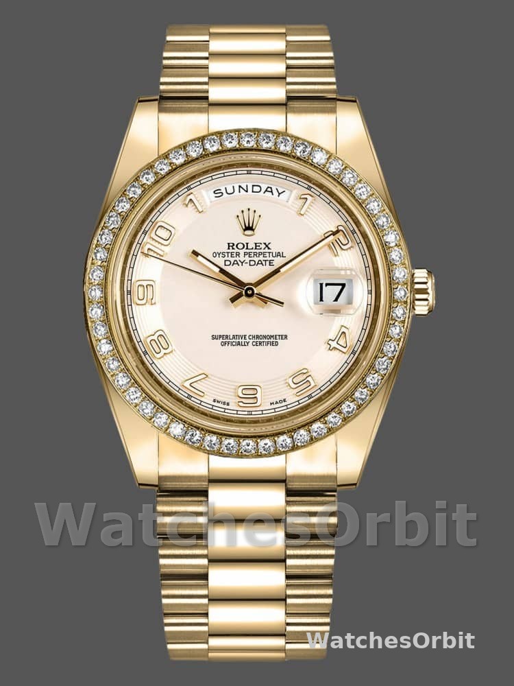Rolex Day-Date 218348 Concentric Circle Ivory Dial 41MM Mens Replica Watch