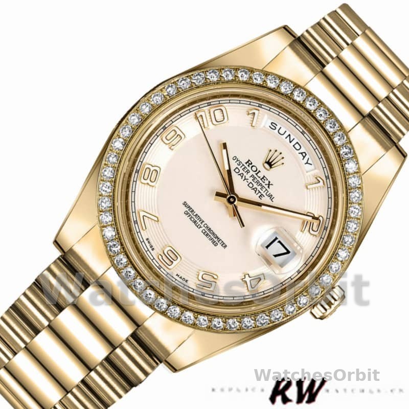 Rolex Day-Date 218348 Concentric Circle Ivory Dial 41MM Mens Replica Watch