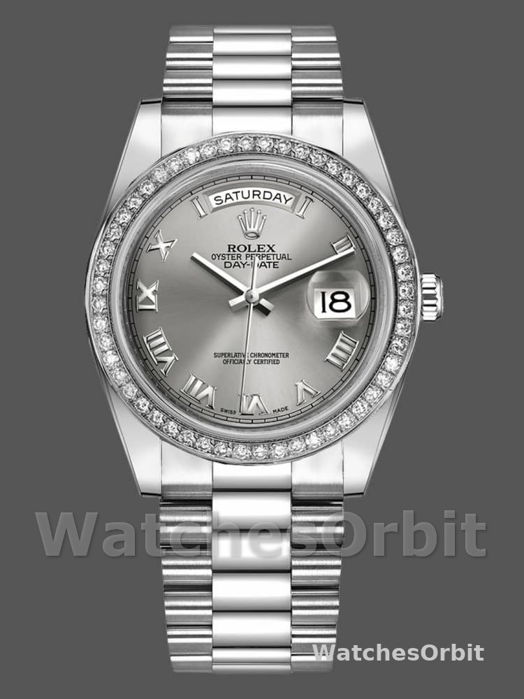 Rolex Day-Date 218349 Rhodium Grey Dial 41MM Mens Replica Watch