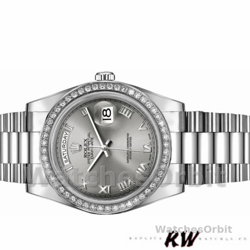 Rolex Day-Date 218349 Rhodium Grey Dial 41MM Mens Replica Watch