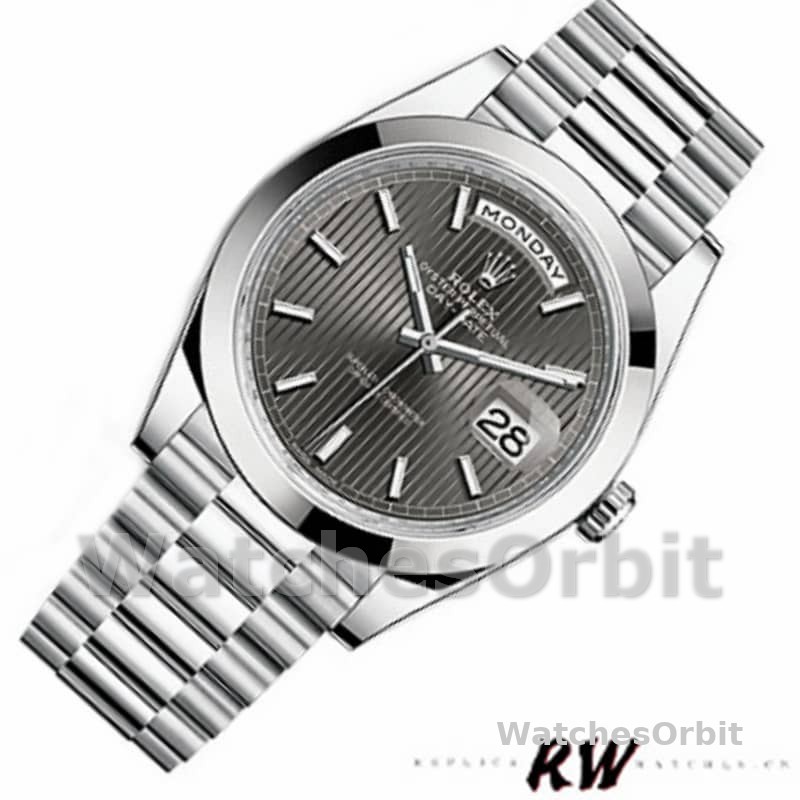 Rolex Day-Date 228206 Dark Rhodium Grey Dial Platinum 40MM Mens Replica Watch