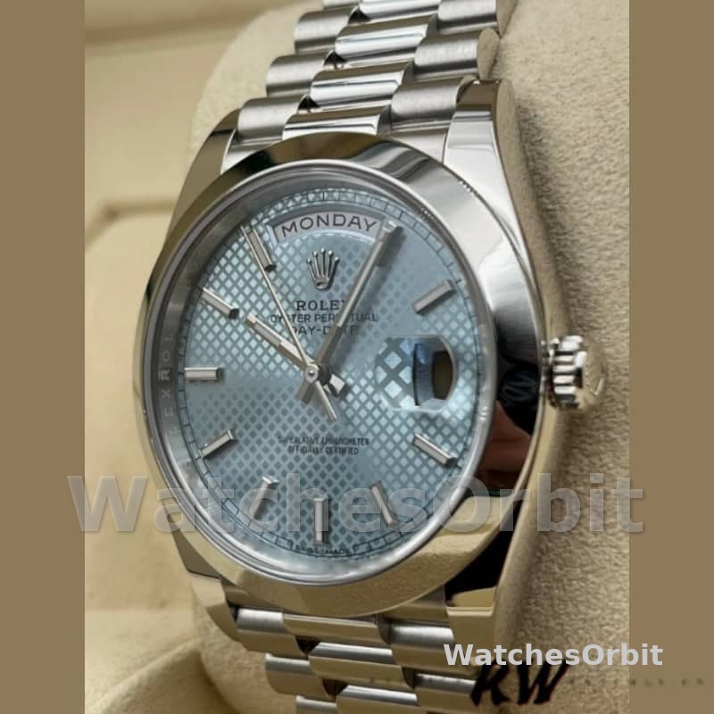Rolex Day-Date 228206 Ice Blue Motif Dial Platinum 40MM Mens Replica Watch