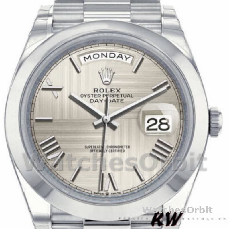 Rolex Day-Date 228206 Silver Roman Numeral Dial Platinum 40MM Mens Replica Watch