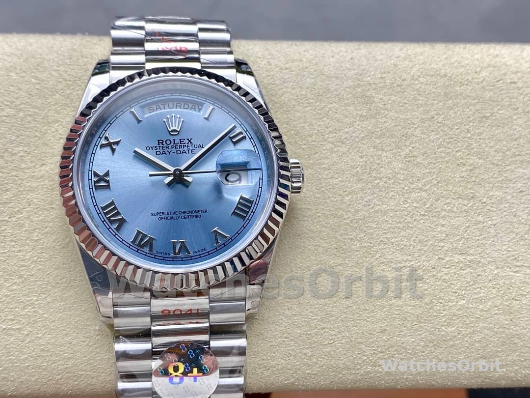 Rolex Day-Date 228236 0012 Fluted Bezel Ice Blue Dial 40MM Mens Replica Watch