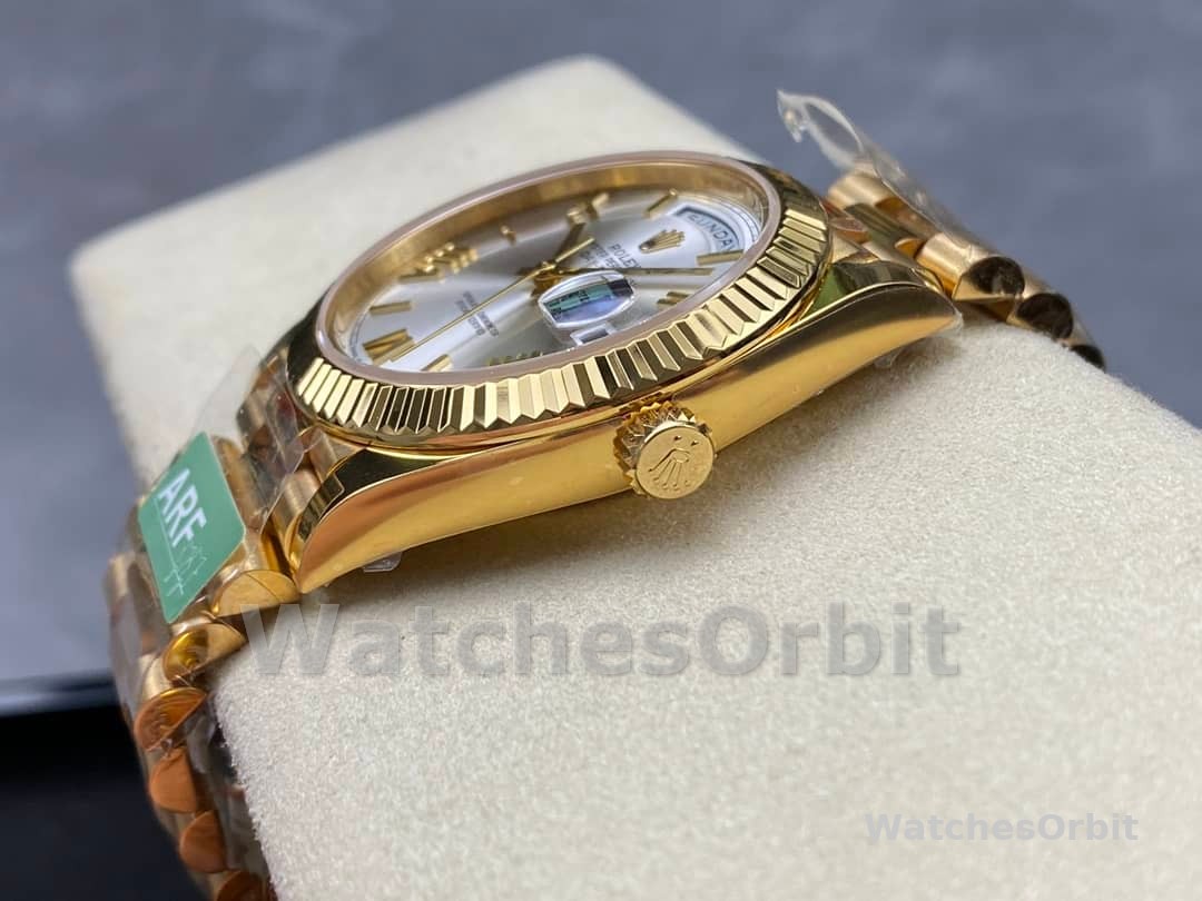 Rolex Day-Date 228238 Silver Roman Dial Fluted Bezel 40mm Mens Replica Watch