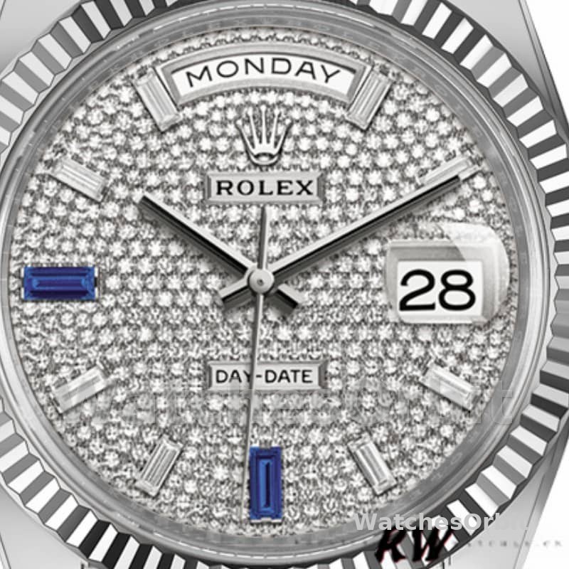 Rolex Day-Date 228239 Diamond Paved Dial Fluted Bezel 40mm Mens Replica Watch
