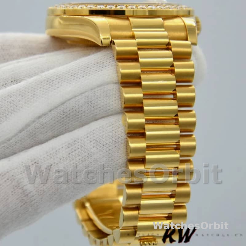 Rolex Day-Date 228348RBR Silver Roman Dial Diamond Bezel 40mm Mens Replica Watch