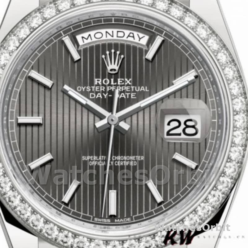 Rolex Day-Date 228349RBR Dark Rhodium Dial Diamond Bezel 40mm Mens Replica Watch