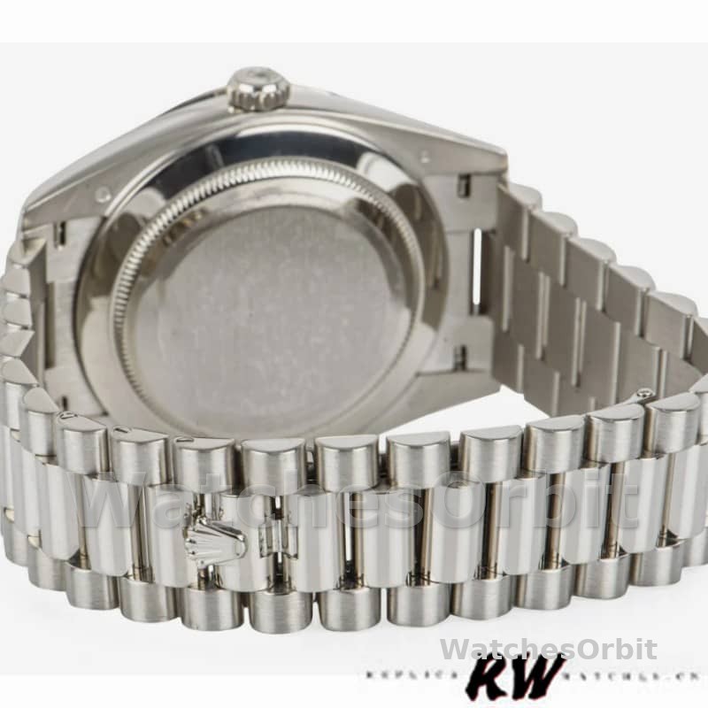Rolex Day-Date 228349RBR Silver Stripe Motif Dial Diamond Bezel 40mm Mens Replica Watch