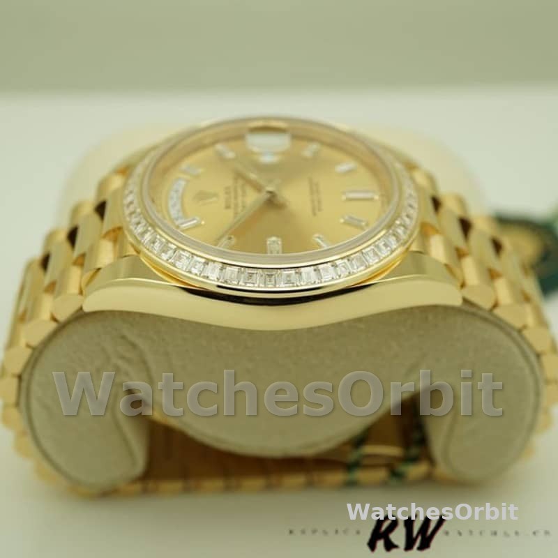 Rolex Day-Date 228398TBR Champagne Diamond Dial Diamond Bezel 40mm Mens Replica Watch