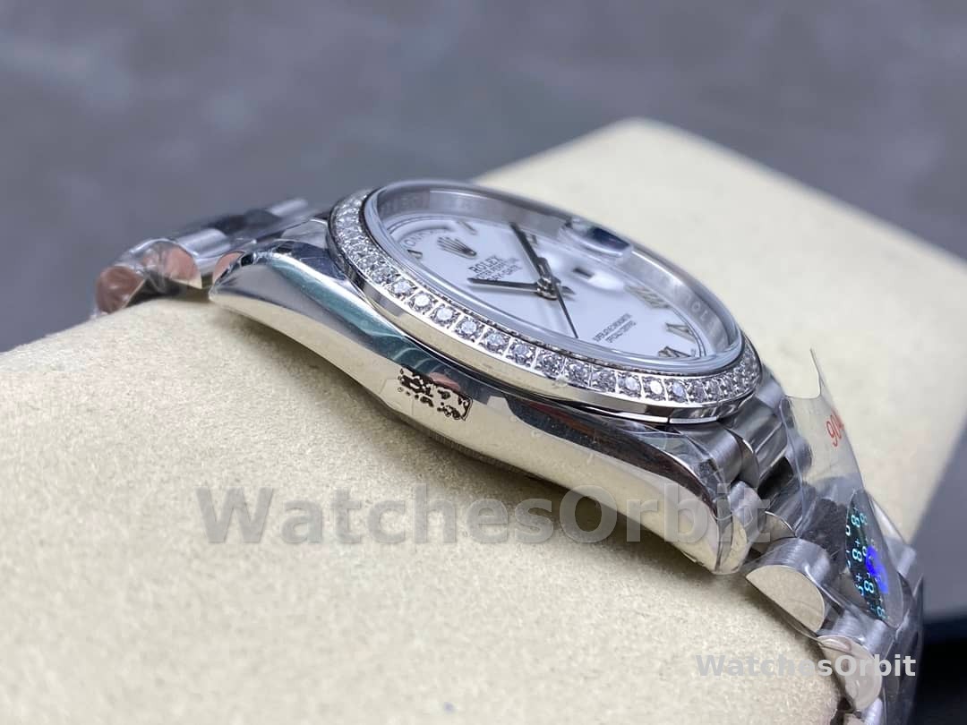 Rolex Day Date 36 White Gold Diamond Bezel White Dial m128399tbr 0019