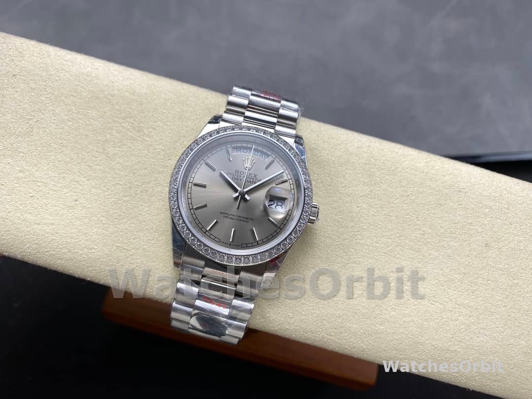 Rolex Day Date 36mm Platinum and Diamonds Bezel 128396tbr 0004