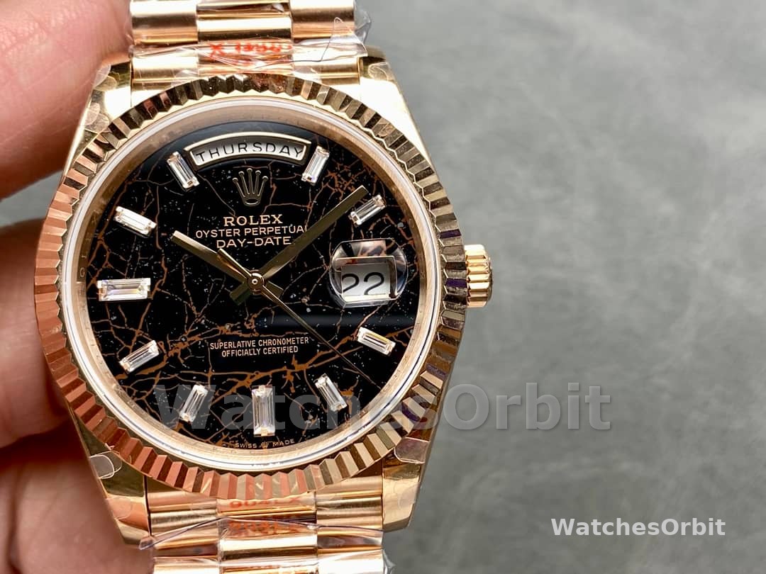 Rolex Day Date 40 Eisenkiesel Baguette Automatic Diamond M228235 0045 Mens Watch
