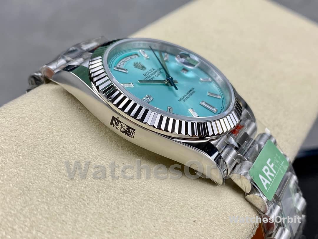 Rolex Day Date 40mm Platinum 228236 0006 Ice Blue Baguette