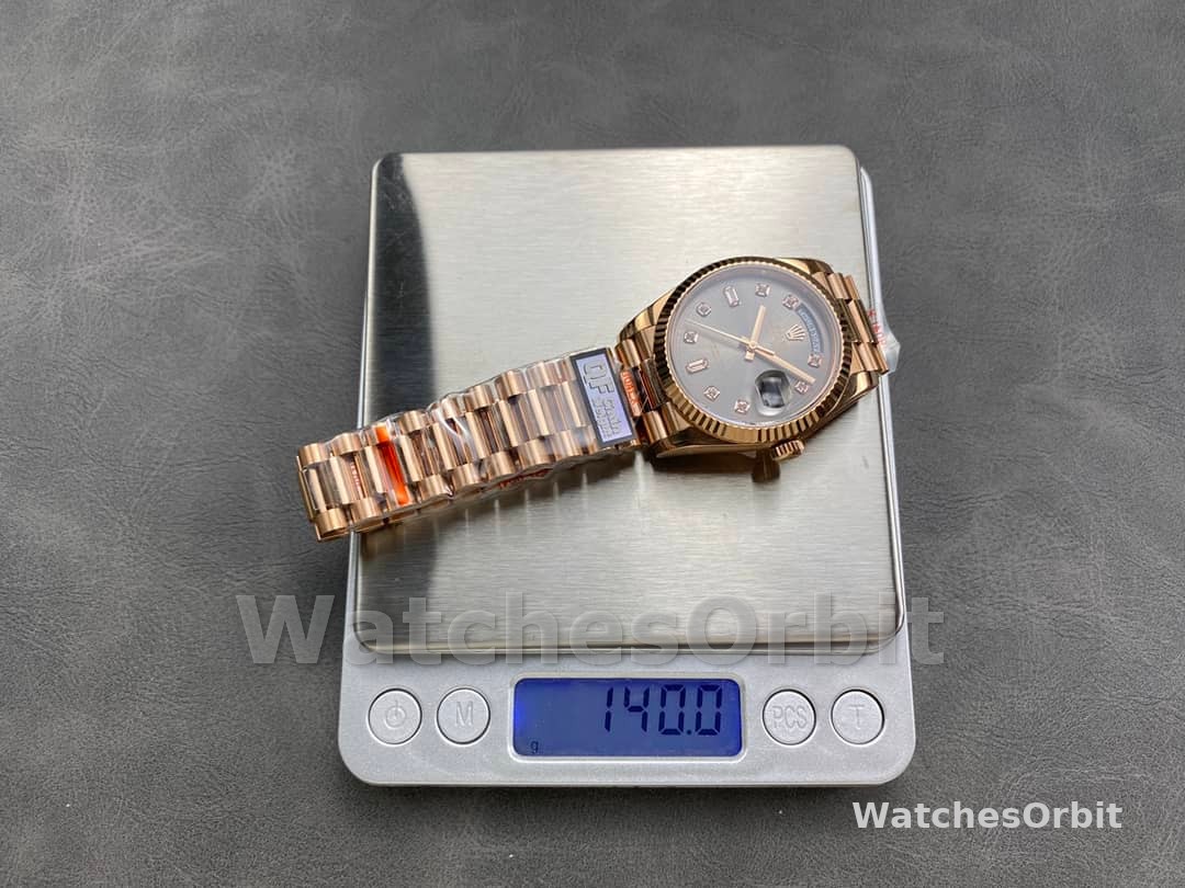 Rolex Day Date Rose Gold Slate Diamond Dial President Bracelet M128235 0050