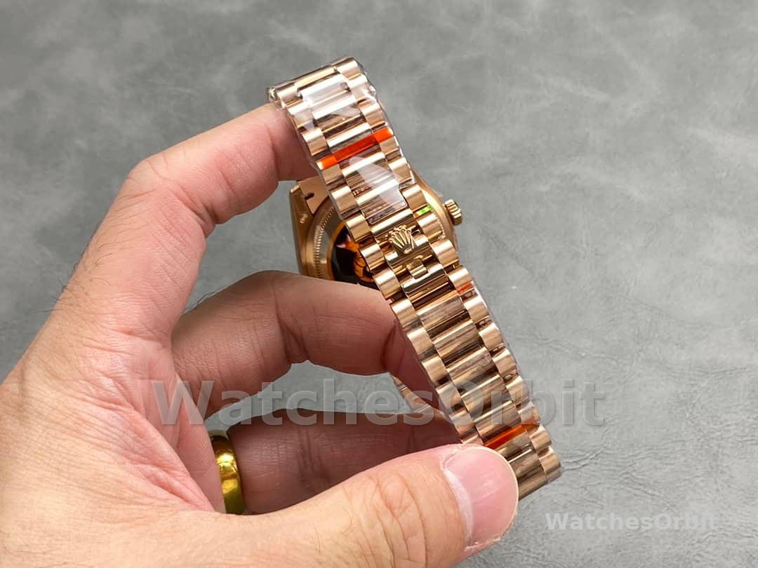 Rolex Day Date Rose Gold Slate Diamond Dial President Bracelet M128235 0050