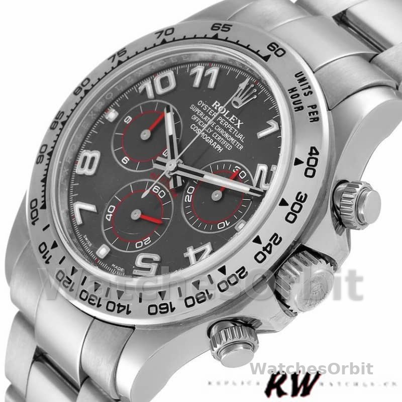 Rolex Cosmograph Daytona 116509 Gray Arabic Dial White Gold 40MM Mens Replica Watch