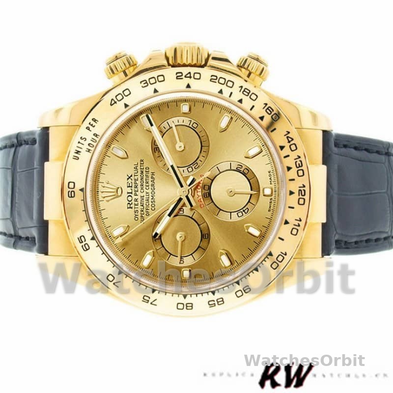 Rolex Cosmograph Daytona 116518 Champagne Dial Yellow Gold Bezel 40mm Mens Replica Watch