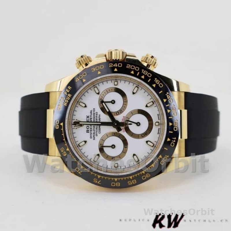 Rolex Cosmograph Daytona 116518LN White Dial Black Rubber Strap 40mm Mens Replica Watch