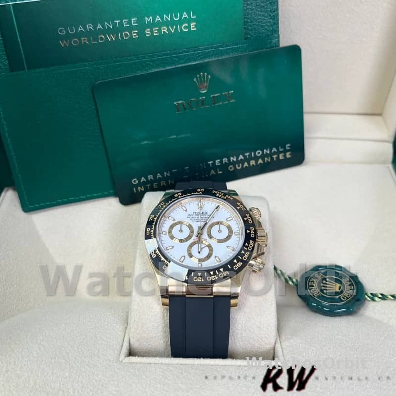 Rolex Cosmograph Daytona 116518LN White Dial Black Rubber Strap 40mm Mens Replica Watch