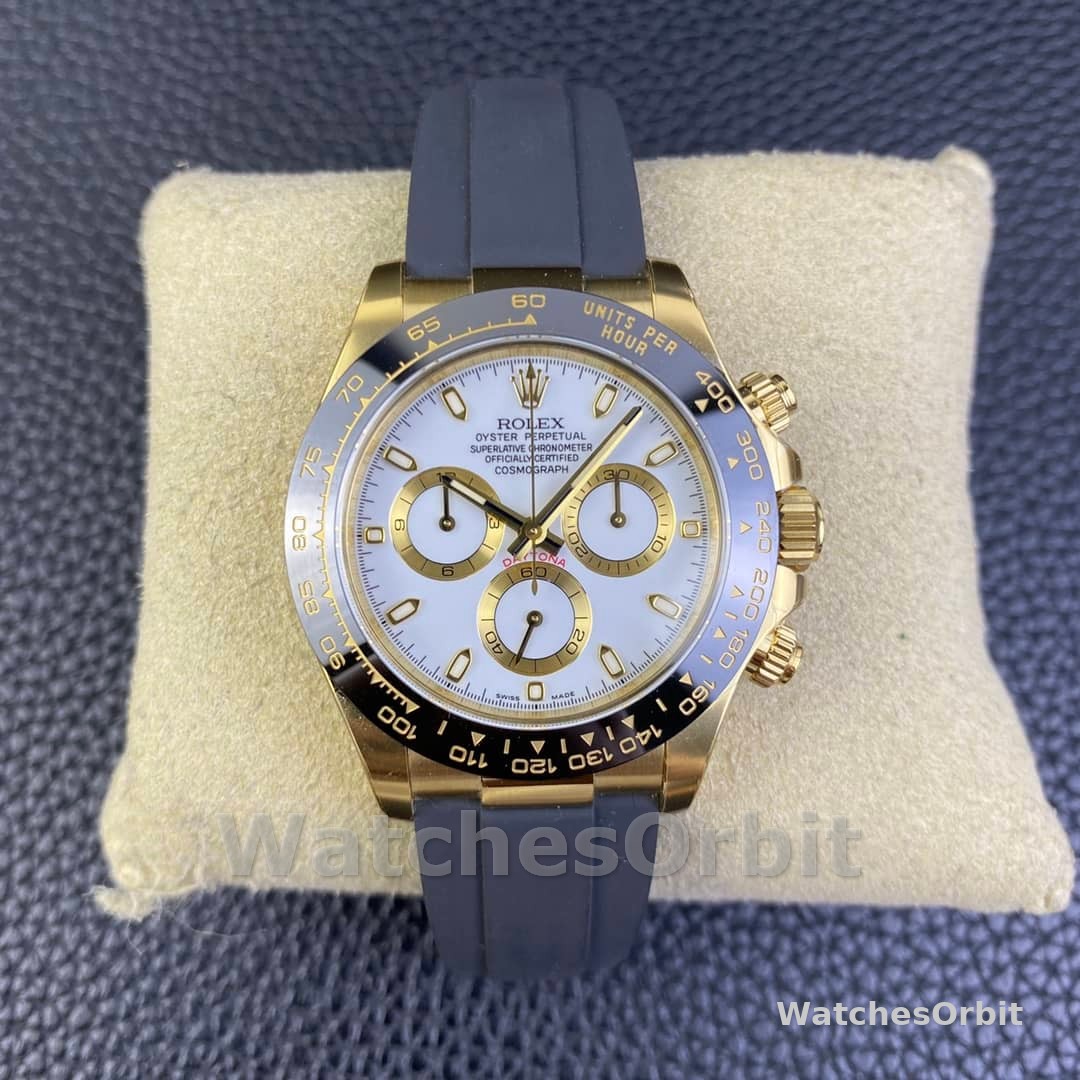 Rolex Cosmograph Daytona 116518LN White Dial Black Rubber Strap 40mm Mens Replica Watch