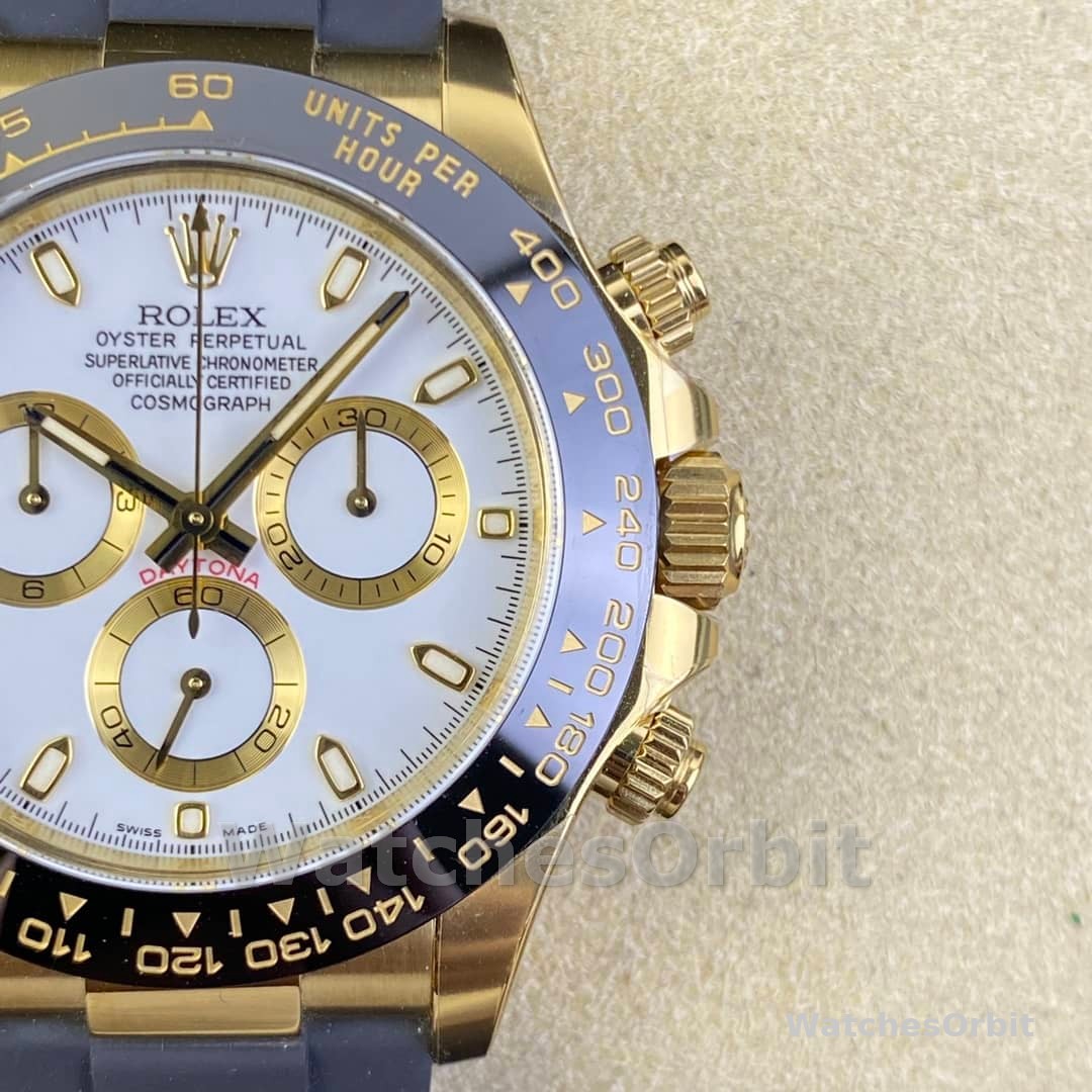 Rolex Cosmograph Daytona 116518LN White Dial Black Rubber Strap 40mm Mens Replica Watch