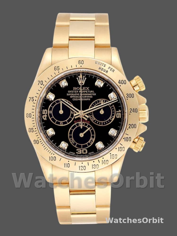 Rolex Cosmograph Daytona 116528 Black Diamond Dial 40MM Mens Replica Watch
