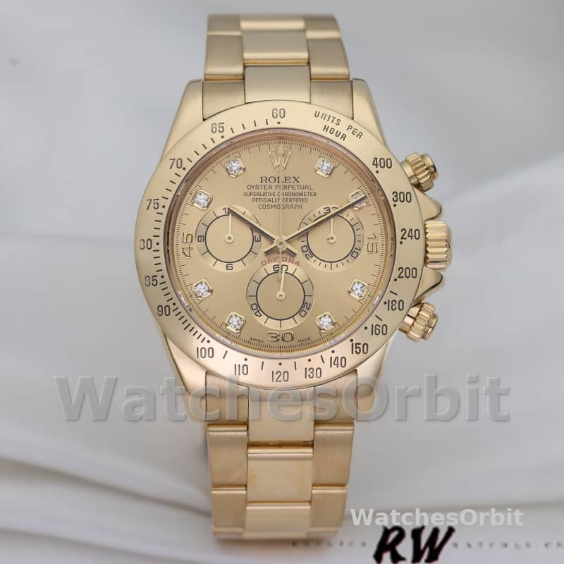 Rolex Cosmograph Daytona 116528 Champagne Diamond Dial 40mm Mens Replica Watch