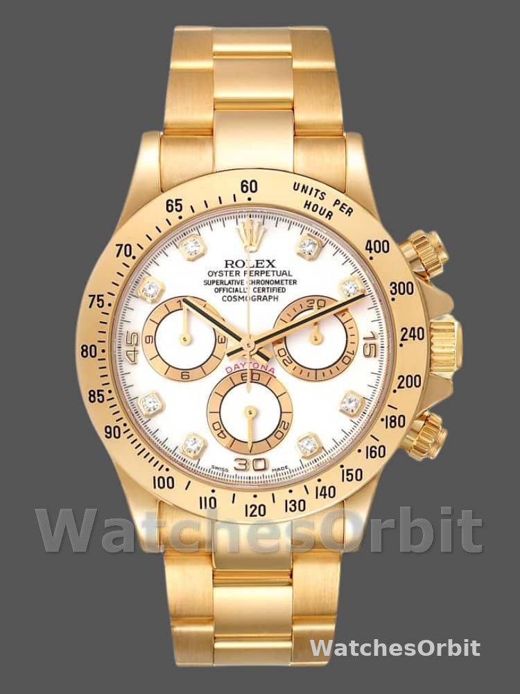 Rolex Cosmograph Daytona 116528 White Diamond Dial 40MM Mens Replica Watch