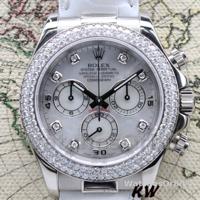 Rolex Cosmograph Daytona 116589 White MOP Diamond Dial 40MM Mens Replica Watch