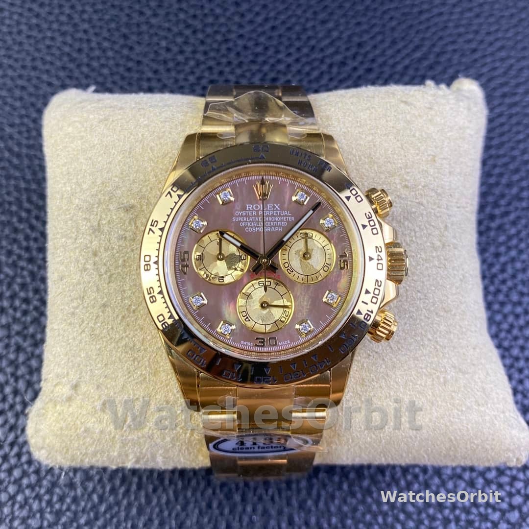 Rolex Daytona 116508 Yellow Gold Black Mother Of Pearl Dial 40MM Mens Replica Watch