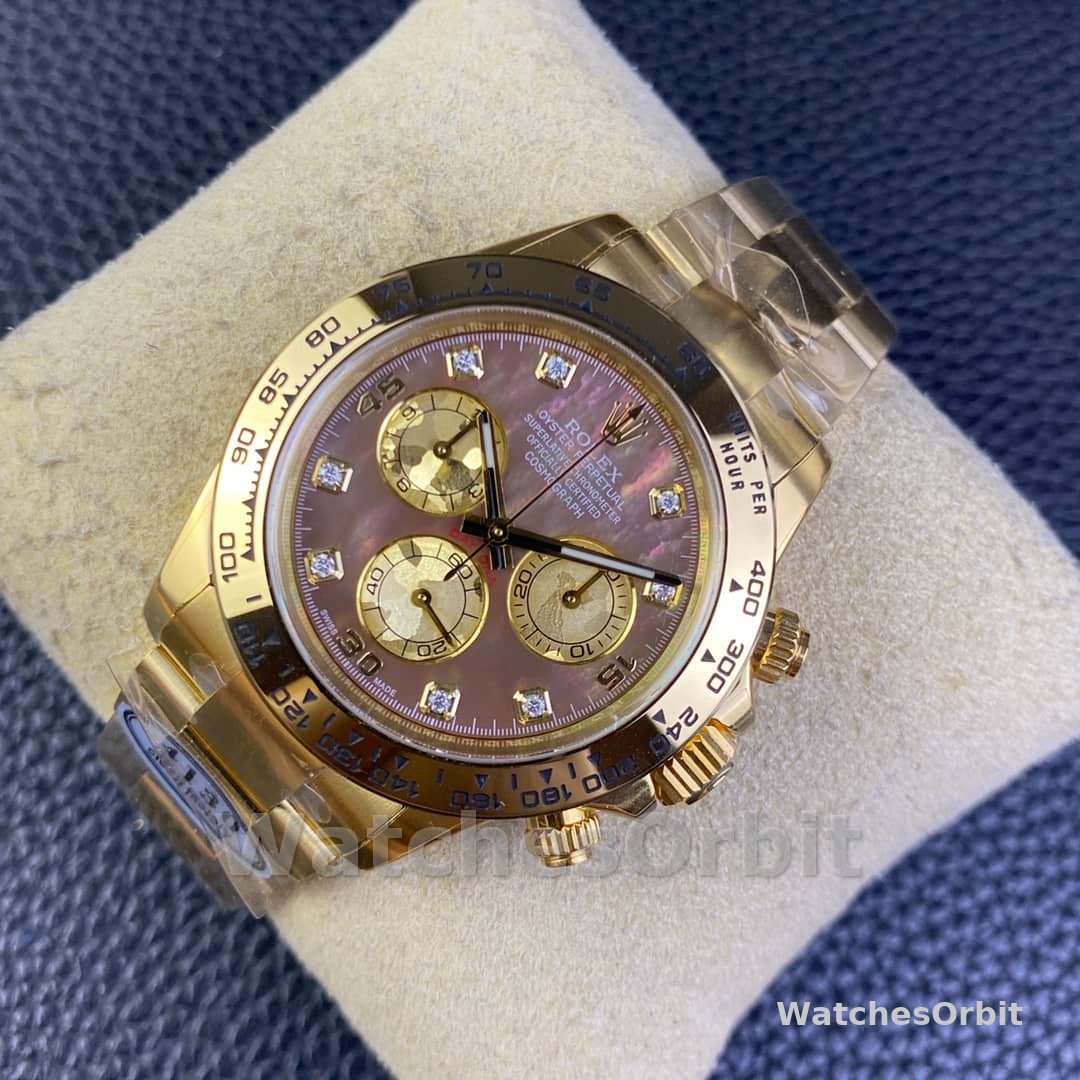 Rolex Daytona 116508 Yellow Gold Black Mother Of Pearl Dial 40MM Mens Replica Watch
