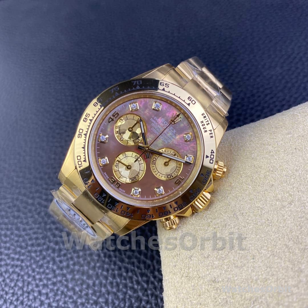 Rolex Daytona 116508 Yellow Gold Black Mother Of Pearl Dial 40MM Mens Replica Watch