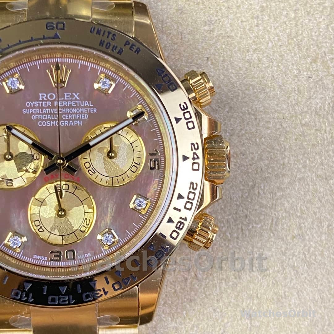 Rolex Daytona 116508 Yellow Gold Black Mother Of Pearl Dial 40MM Mens Replica Watch