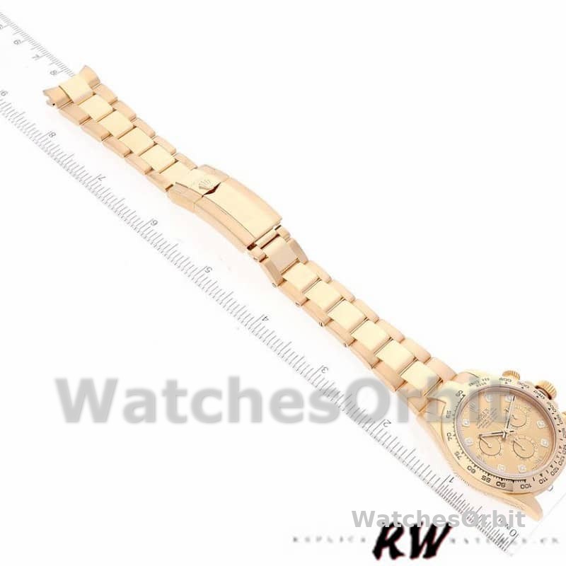 Rolex Daytona 116508 Yellow Gold Champagne Diamond Dial 40MM Mens Replica Watch