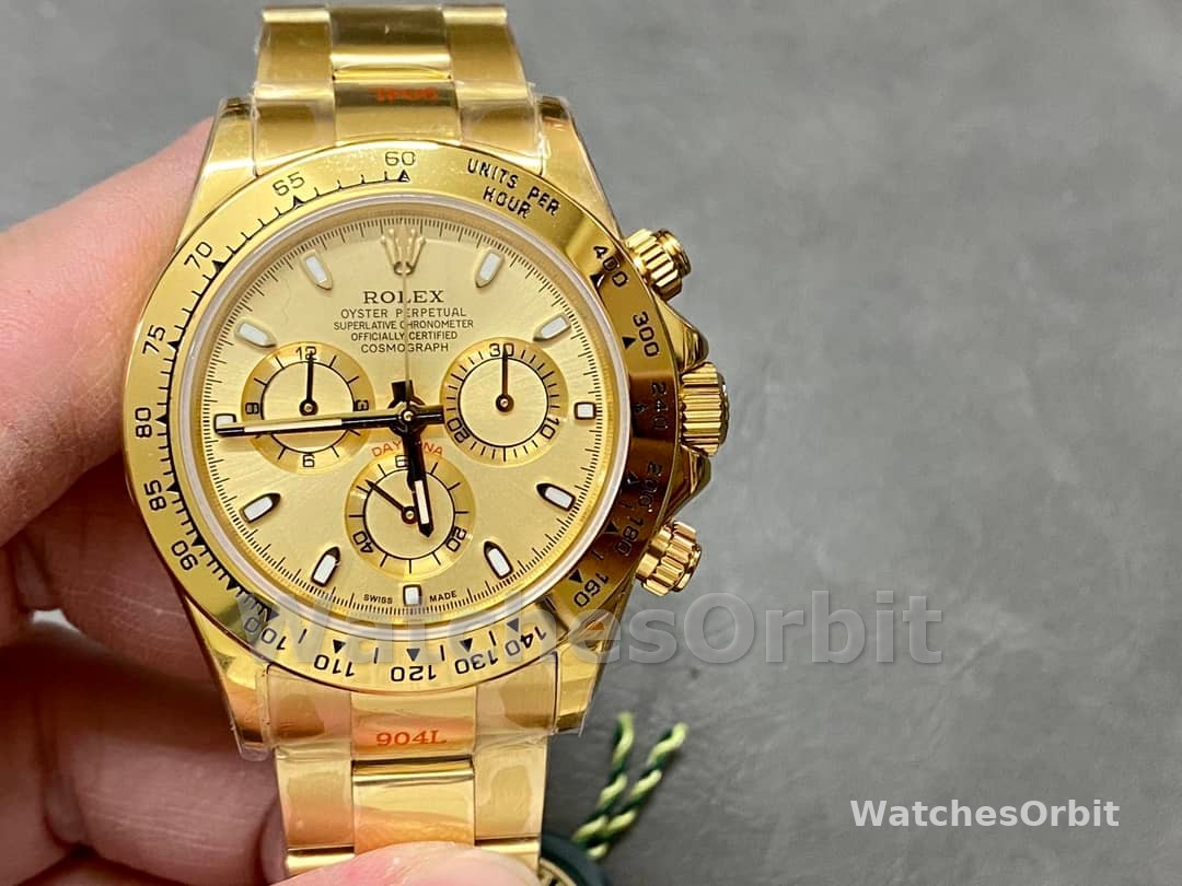 Rolex Daytona 116508 Yellow Gold Champagne Index Dial 40MM Mens Replica Watch